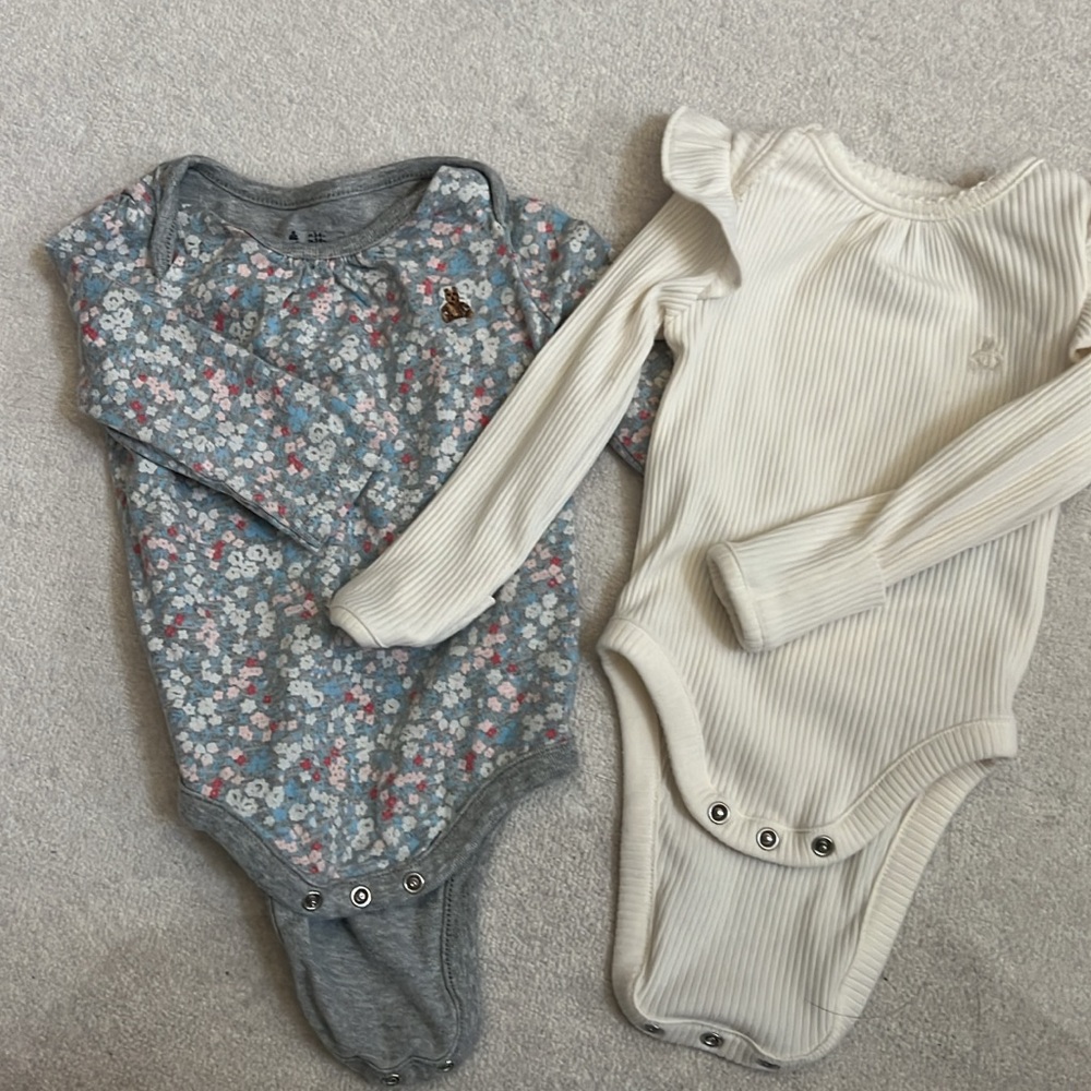 GAP Floral Gray and Cream Kids Bodysuits